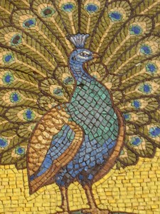 Detail of Peacock mosaic, St George's Garrison Church Woolwich