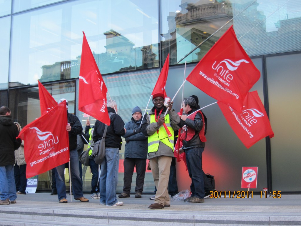 Demonstration outside Woolwich Centre about public sector pensions