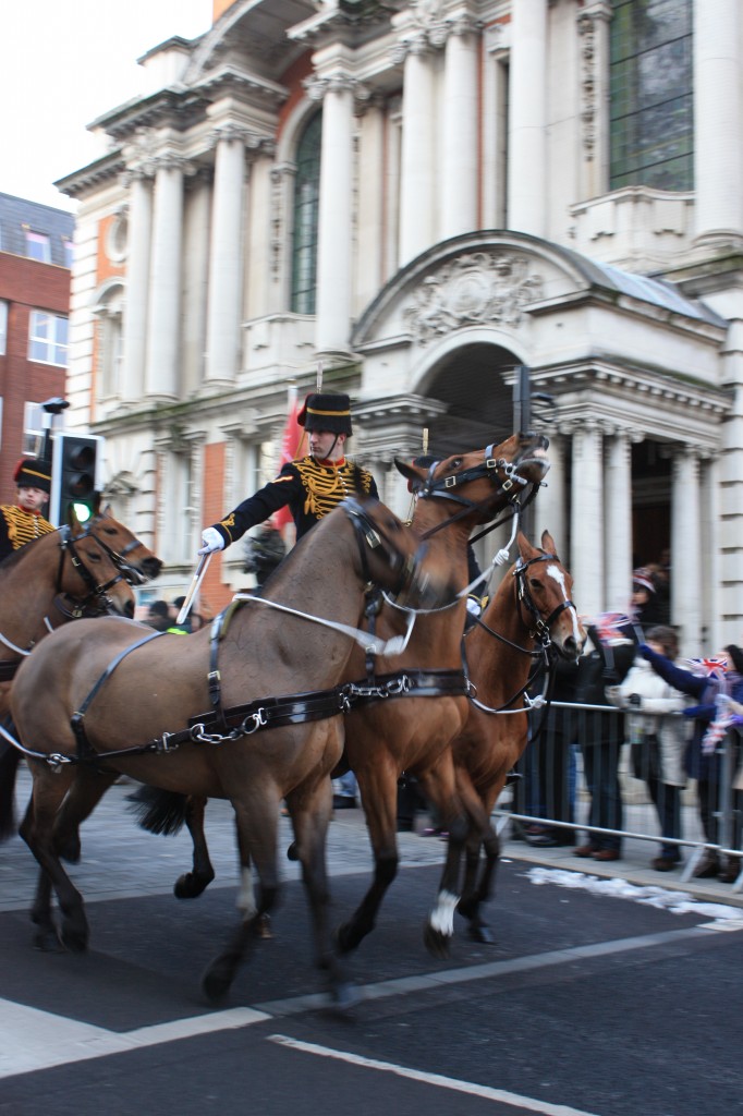 King's Troop Gun team outside Woolwich Town Hall