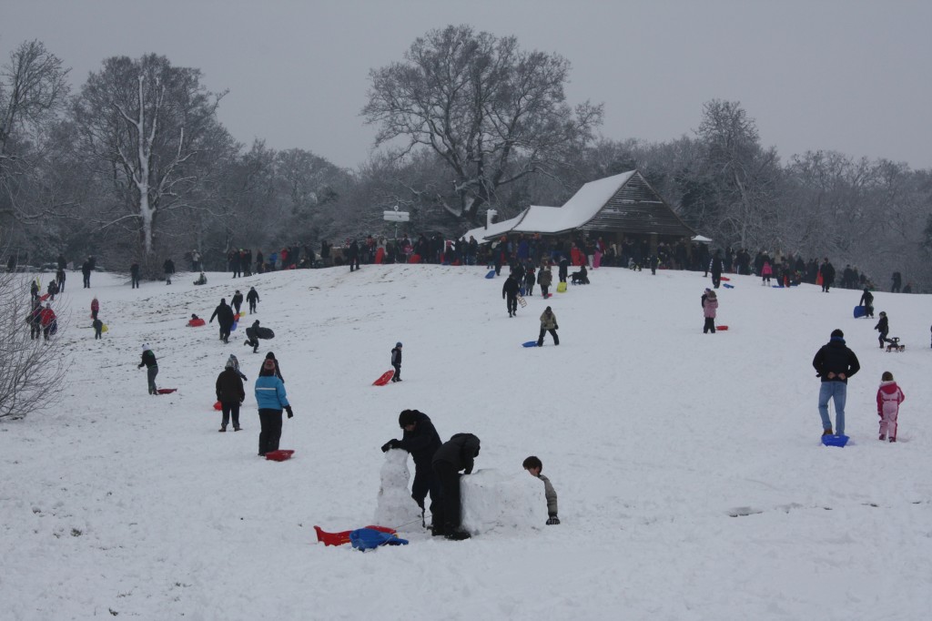 Oxleas meadow and cafe in the snow