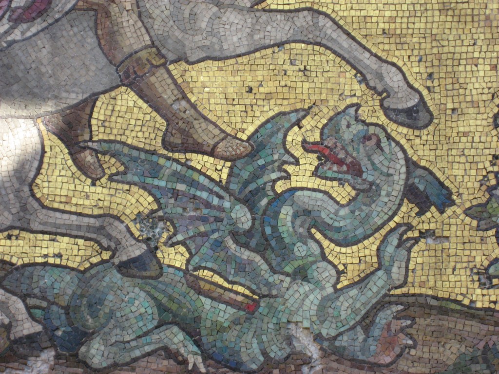 The dragon shown in the Victoria Cross Memorial mosaic in St George's Garrison Church