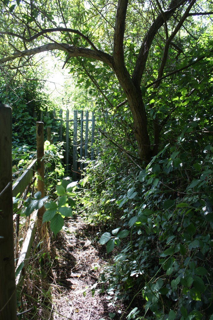 The locked gate down the path from Keats Road and Dryden Road