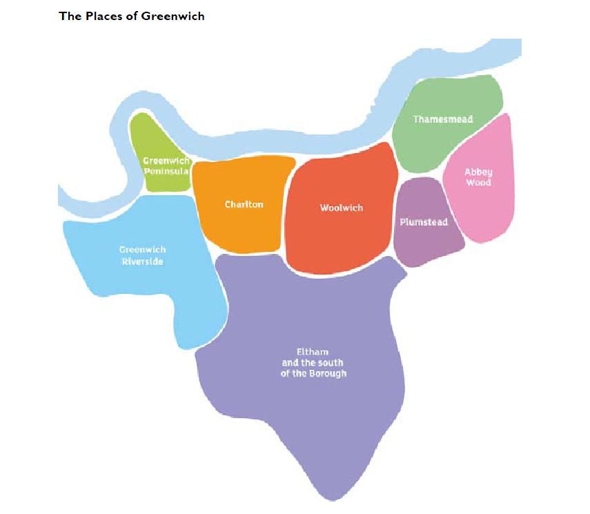 The Places of Greenwich according to the Core Strategy