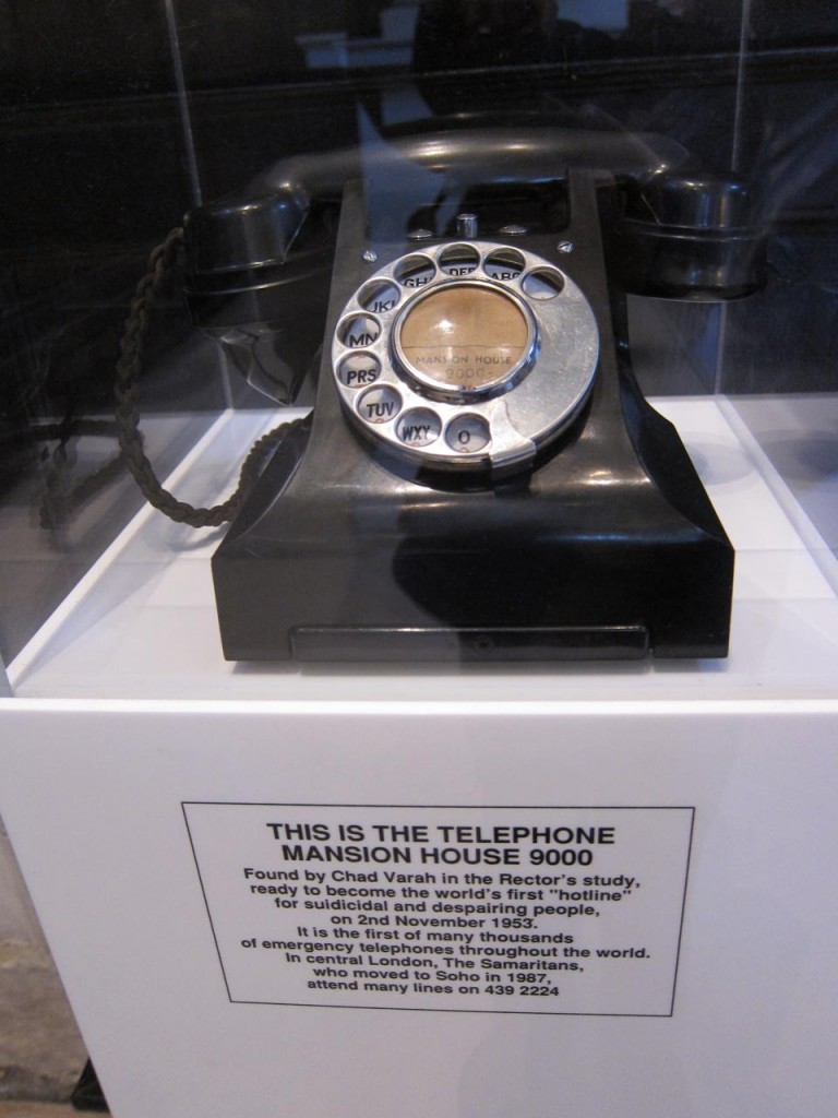 Samaritans' first phone at St Stephen Walbrook