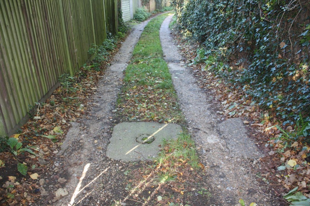 Concrete structures near top of Mayplace Lane