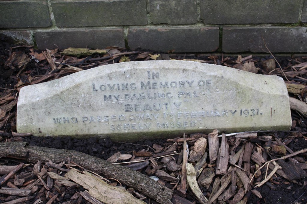 Headstone in the pet cemetery, Hornfair Park