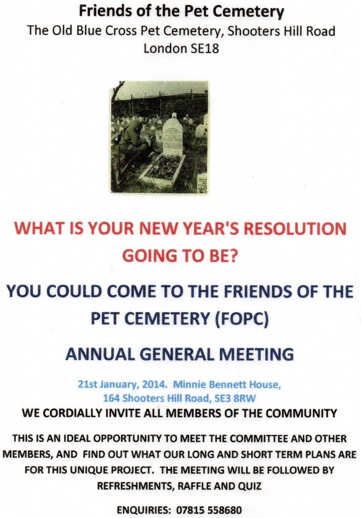 Friends of the Pet Cemetery AGM Notice