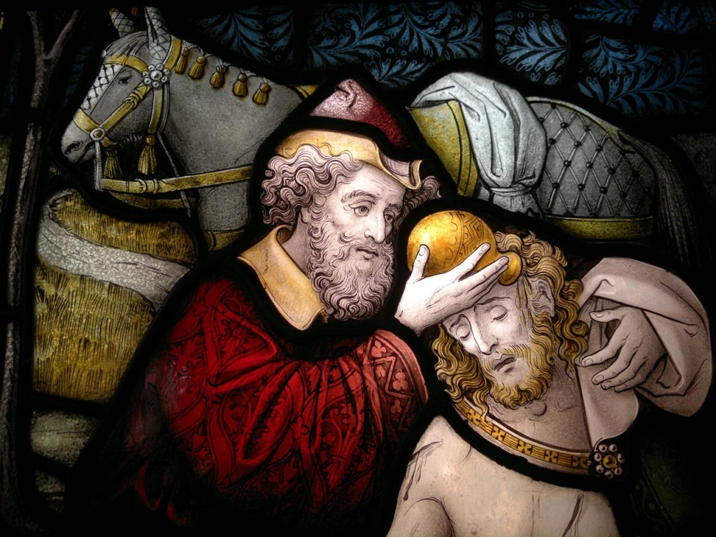 Detail of stained glass window in memory of Woolfield Fitzhardinge at Christ Chiurch Shooters Hill