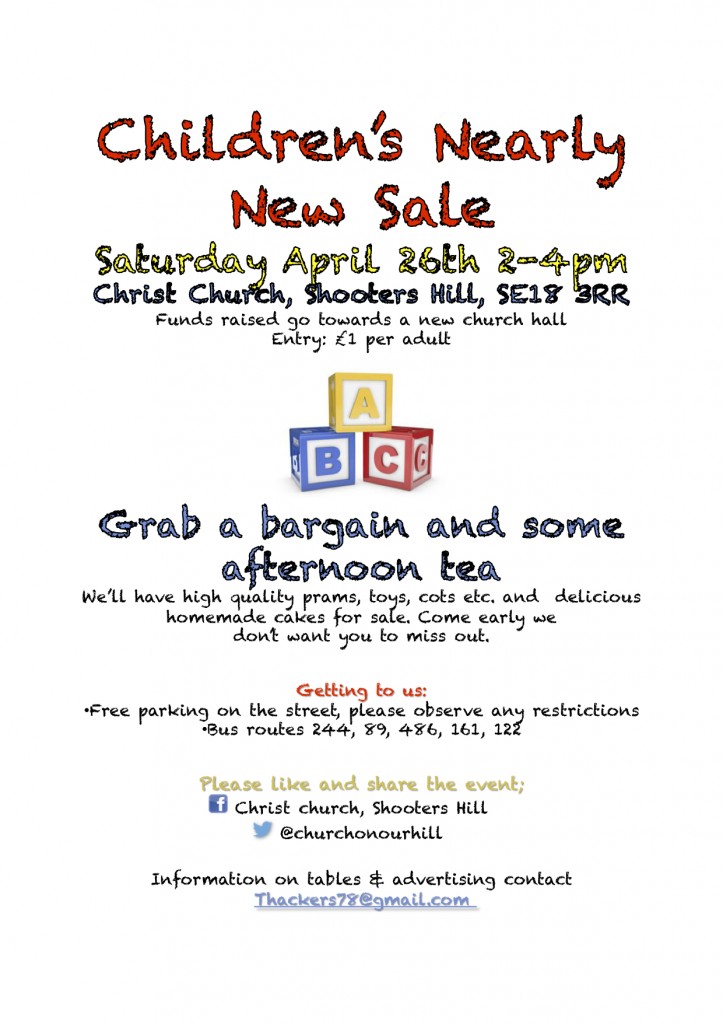 Christ Church Children's nearly new sale poster