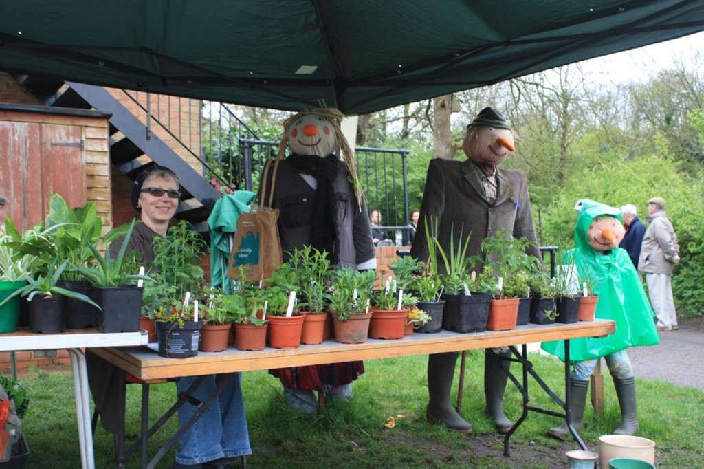 Even the scarecrows volunteered to help on the stalls at Woodlands Farm's Lambing Day