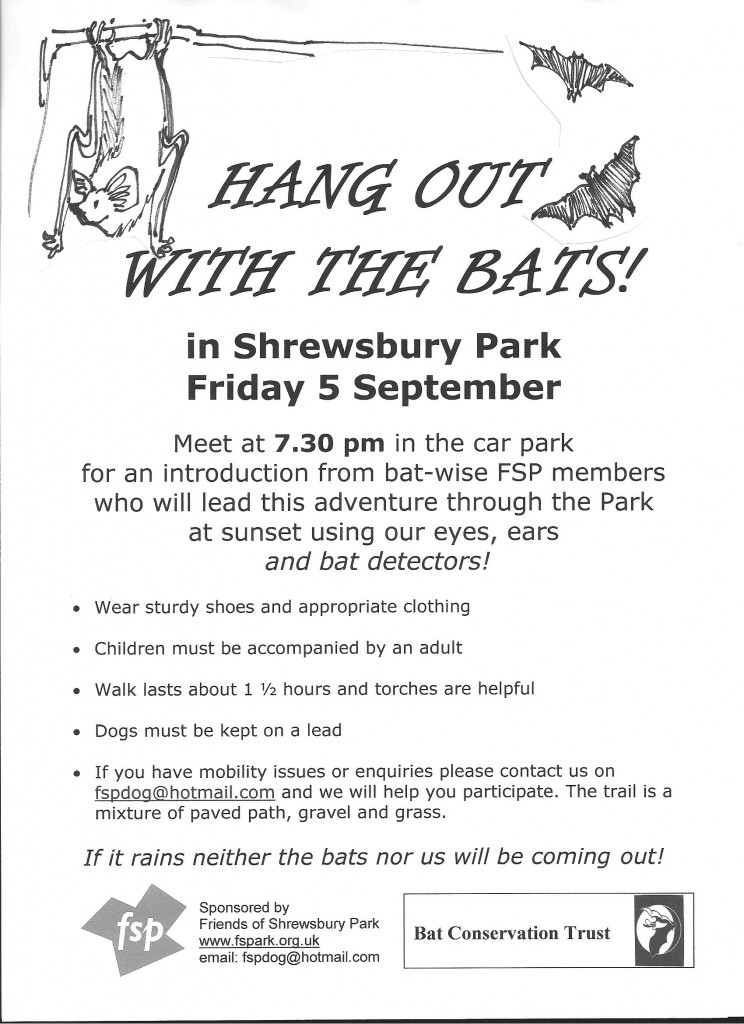 Shrewsbury Park bat walk poster 2014