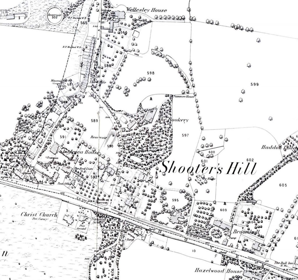 Snippet from Alan Godfrey's 1866 OS Map of Shooters Hill