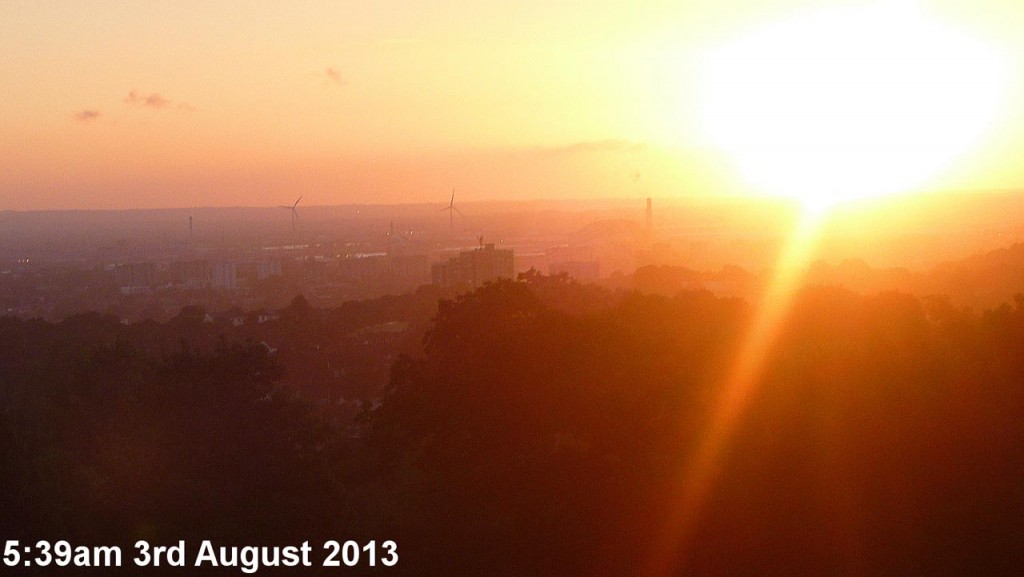 Ian Bull's photograph of sunrise on the Green Chain Midnight Megawalk