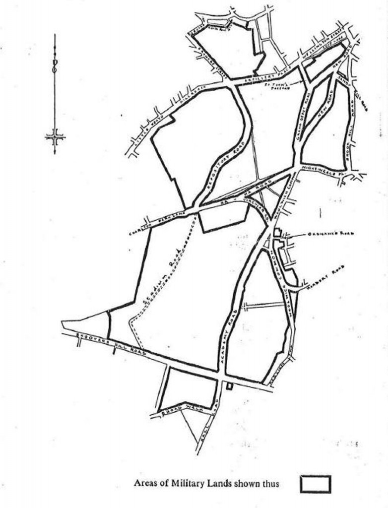 Map of Areas of Military Land in "The Woolwich Military Lands Byelaws"