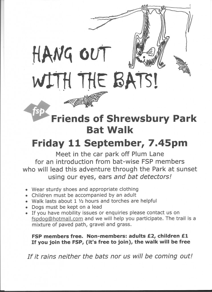 Friends of Shrewsbury Park‘s bat walk poster