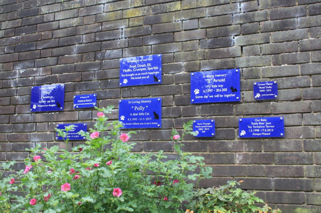 Memorial wall at the Pet Cemetery