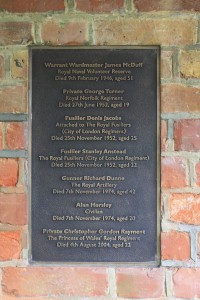 Plaque on memorial to the fallen of Woolwich in St George's Garrison Church
