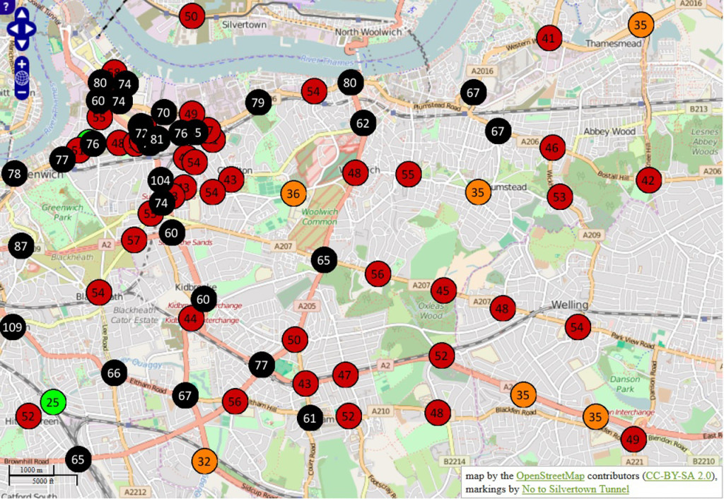 No to Silvertown Tunnel pollution study results from 2014