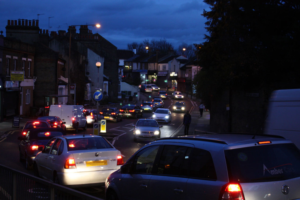 Evening rush-hour traffic on Plumstead Common Road