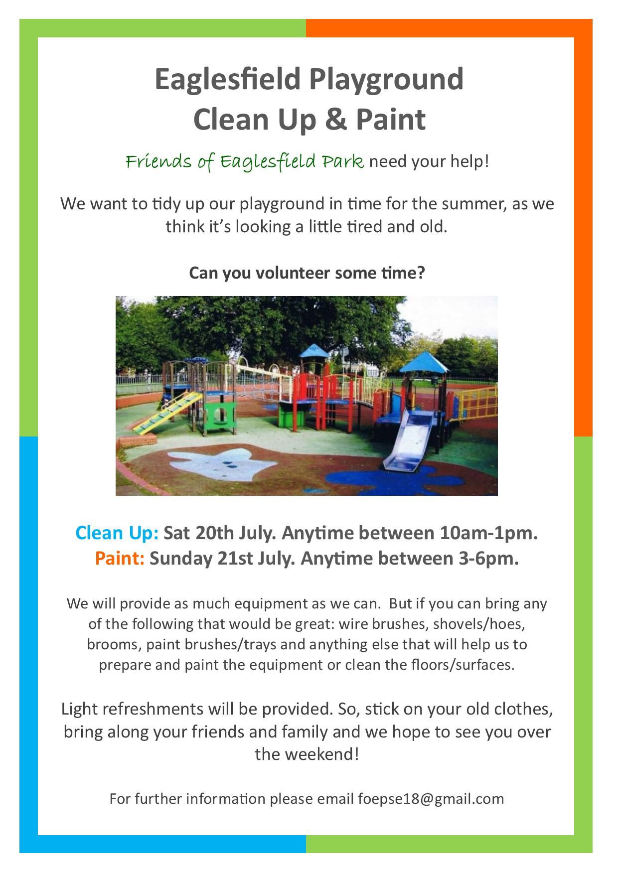 Eaglesfield Playground Clean-up and Paint Poster