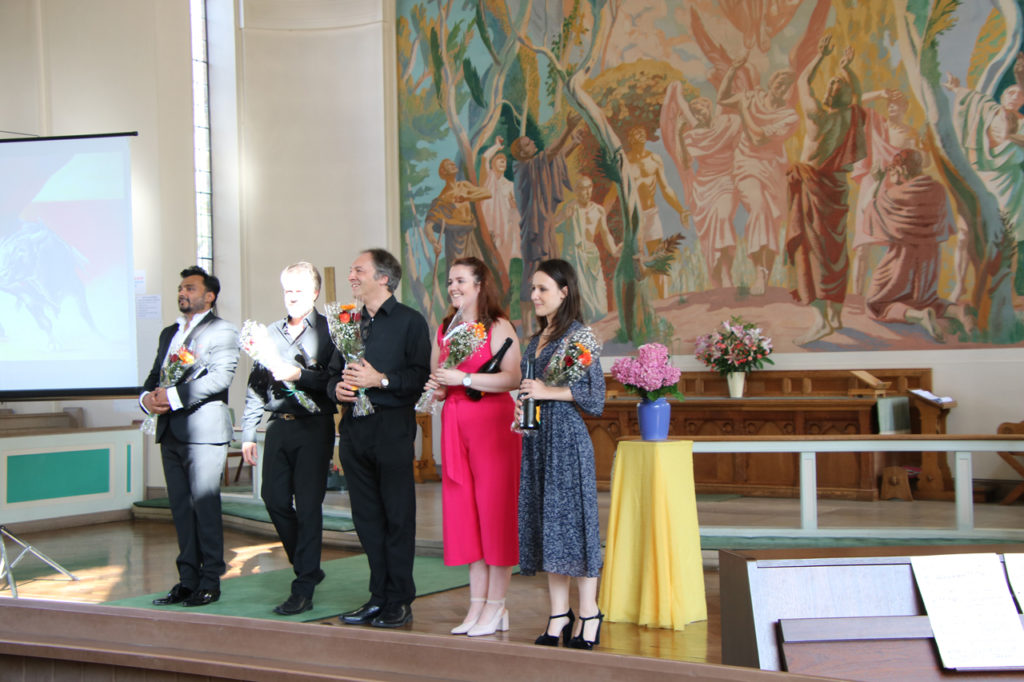 Amar Muchhala (Tenor), Grant Doyle (Baritone), Jeremy Silver (Piano). Hollie-anne Bangham (Mezzo-soprano) and Clémence Gleizes (Soprano) at Woolwich Opera Works' Cooling Classics concert